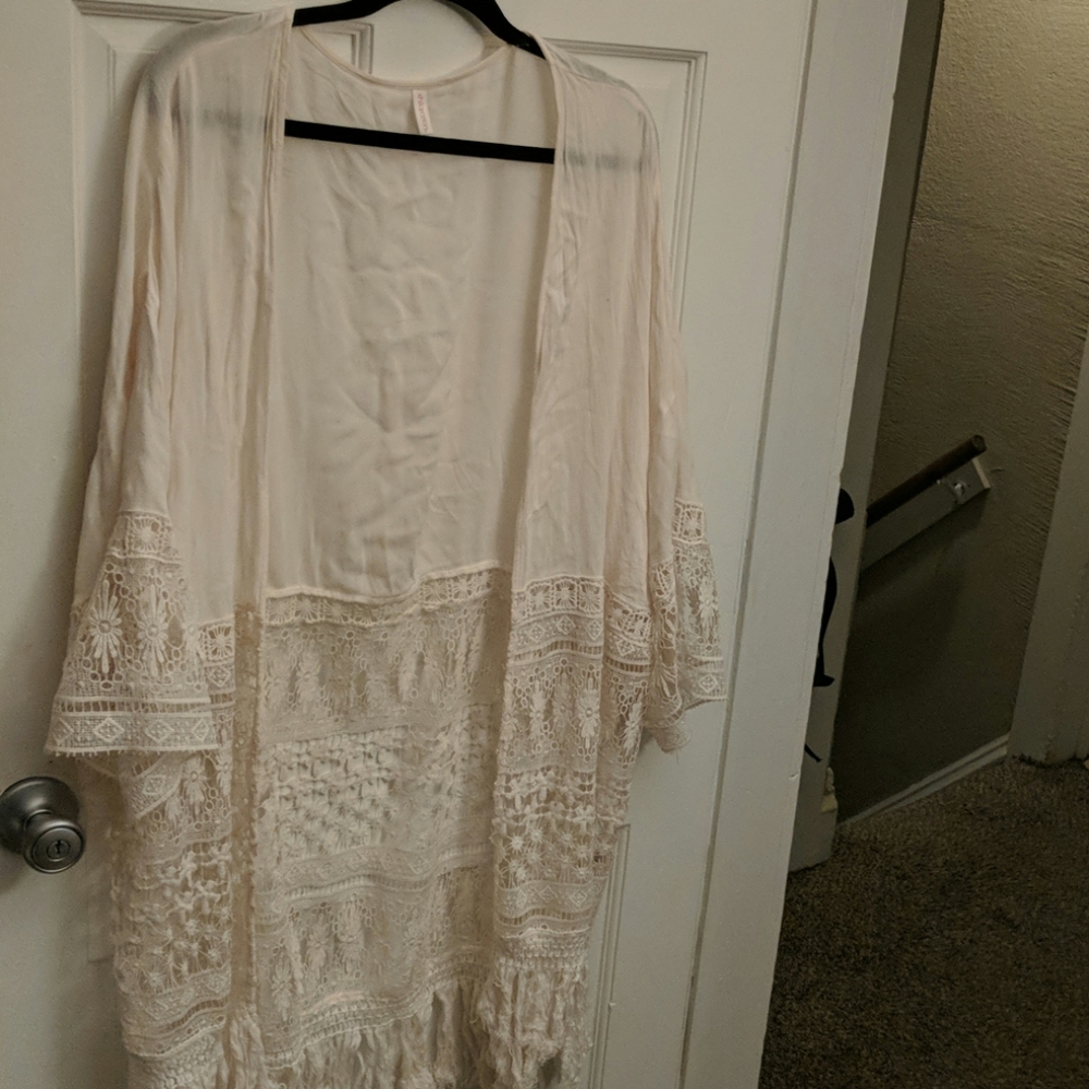 Hand crocheted like linen, 100% Rayon Duster,